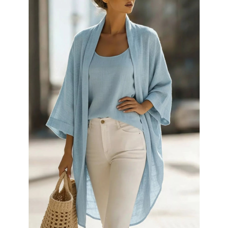 Full Size Open-Front Cardigan and Matching Tank Top Set Plus Apparel Accessories