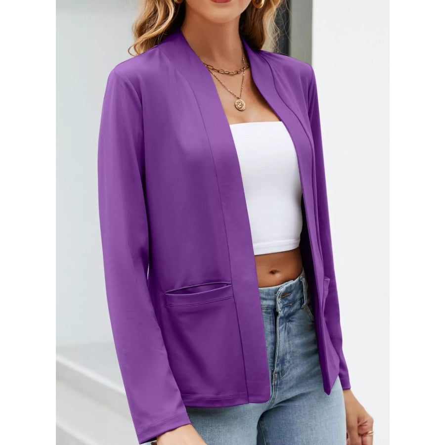 Full Size Open-Front Long Sleeve Blazer Plus Apparel and Accessories