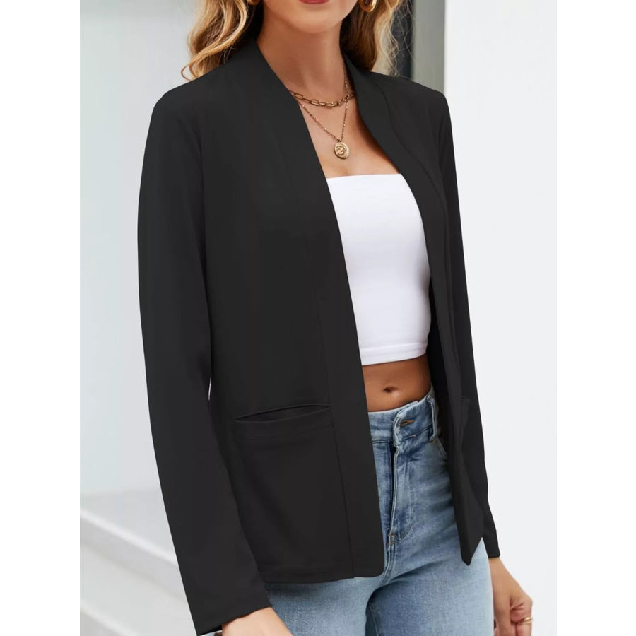 Full Size Open-Front Long Sleeve Blazer Plus Apparel and Accessories