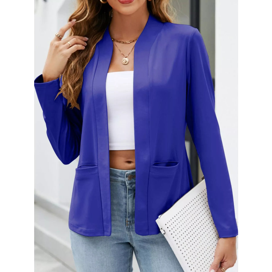 Full Size Open-Front Long Sleeve Blazer Plus Apparel and Accessories