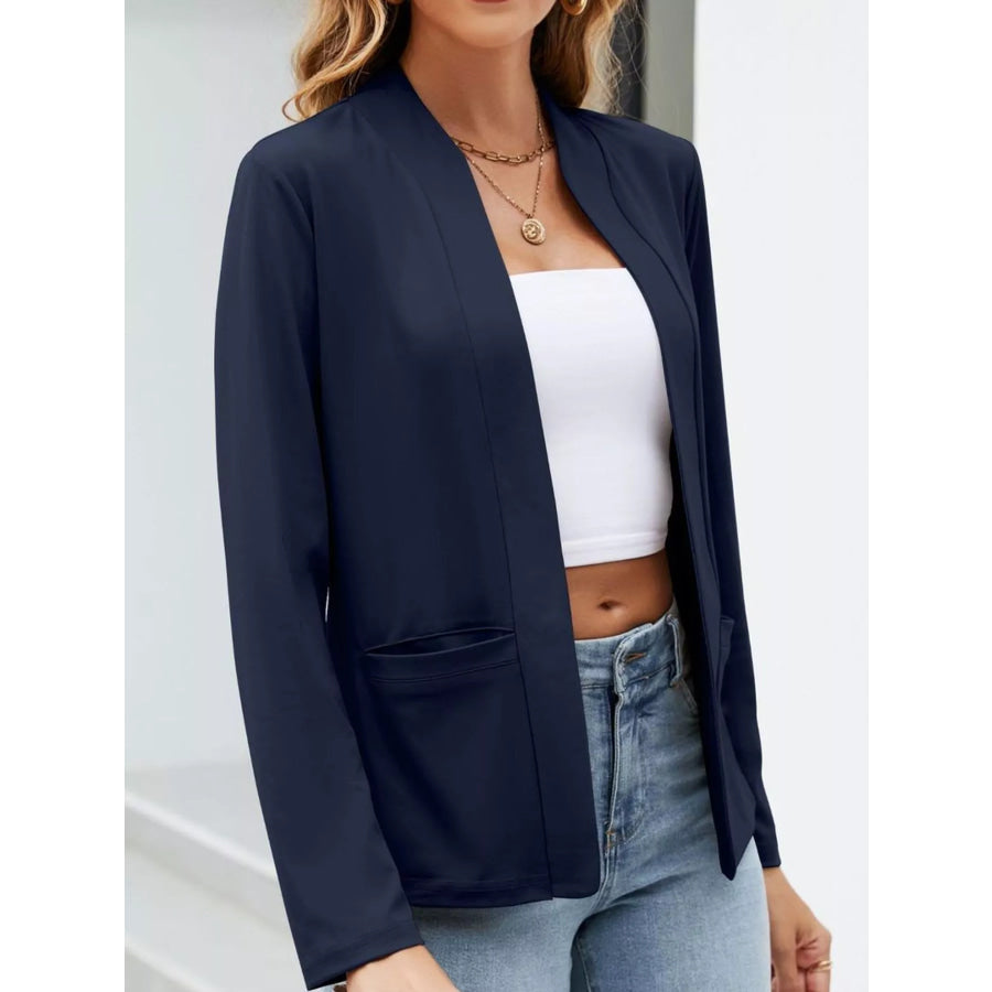 Full Size Open-Front Long Sleeve Blazer Plus Apparel and Accessories