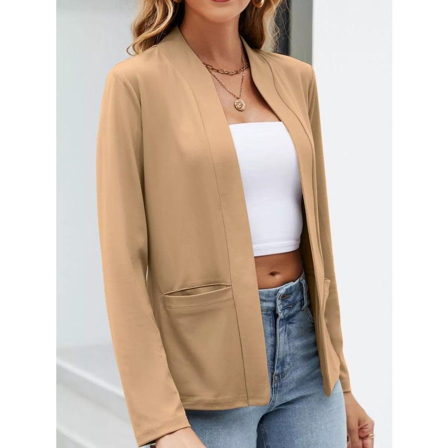 Full Size Open-Front Long Sleeve Blazer Plus Apparel and Accessories