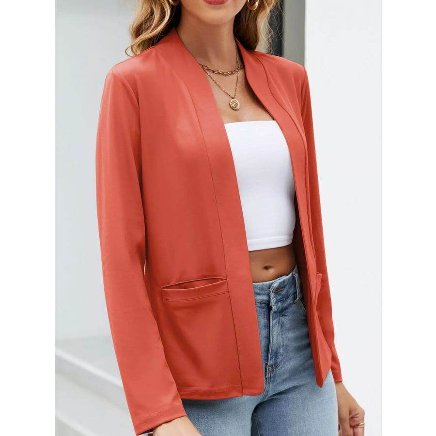 Full Size Open-Front Long Sleeve Blazer Plus Apparel and Accessories