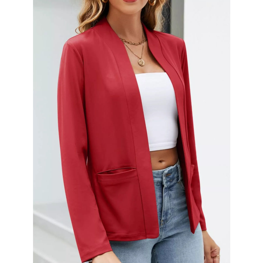 Full Size Open-Front Long Sleeve Blazer Plus Apparel and Accessories