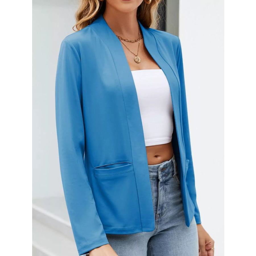 Full Size Open-Front Long Sleeve Blazer Plus Apparel and Accessories