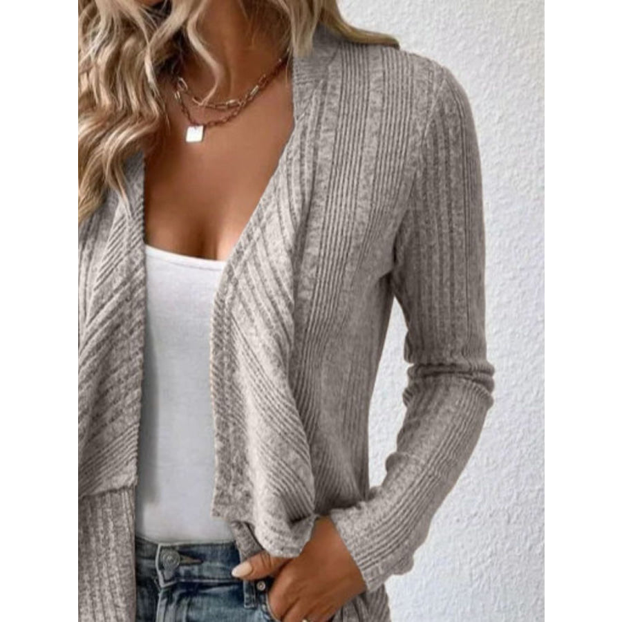 Full Size Open Front Long Sleeve Cardigan Apparel and Accessories