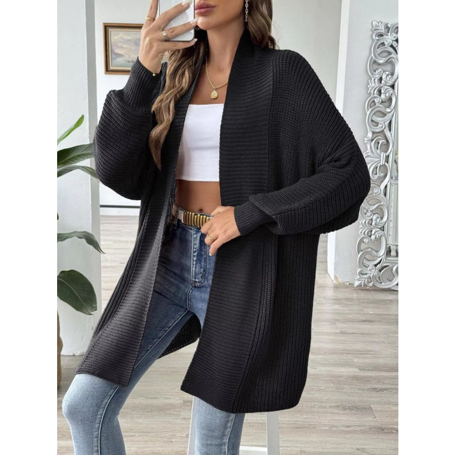 Full Size Open Front Long Sleeve Cardigan Plus Size Apparel and Accessories