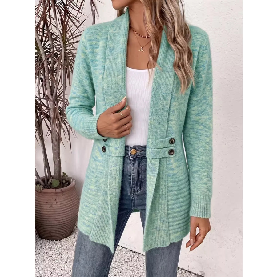 Full Size Open Front Long Sleeve Cardigan Plus Apparel and Accessories