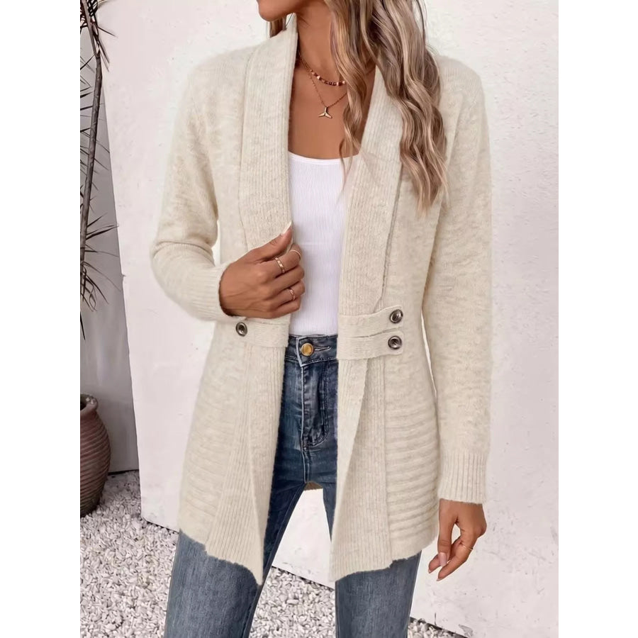 Full Size Open Front Long Sleeve Cardigan Plus Apparel and Accessories