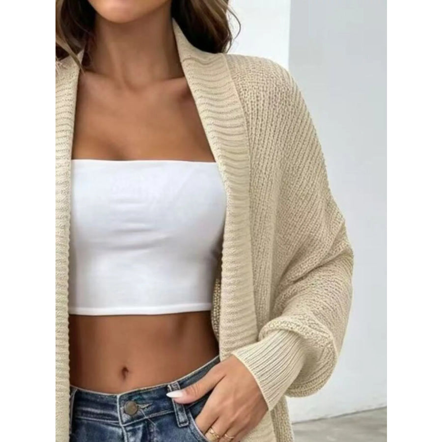 Full Size Open Front Long Sleeve Cardigan Plus Size Apparel and Accessories