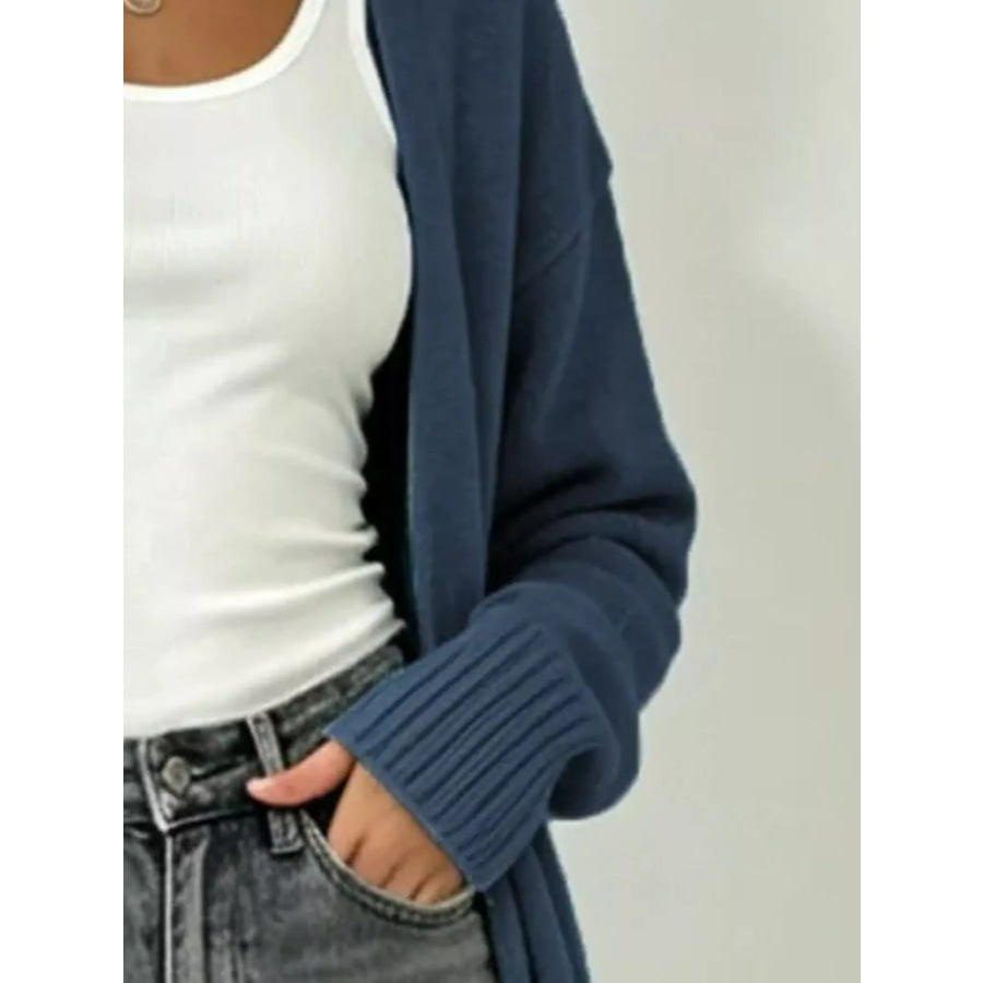 Full Size Open-Front Longline Knit Cardigan Plus Size Apparel and Accessories