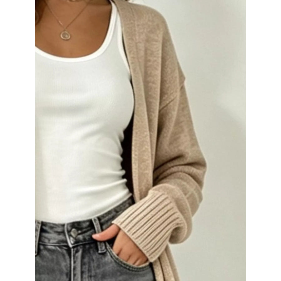 Full Size Open-Front Longline Knit Cardigan Plus Size Apparel and Accessories