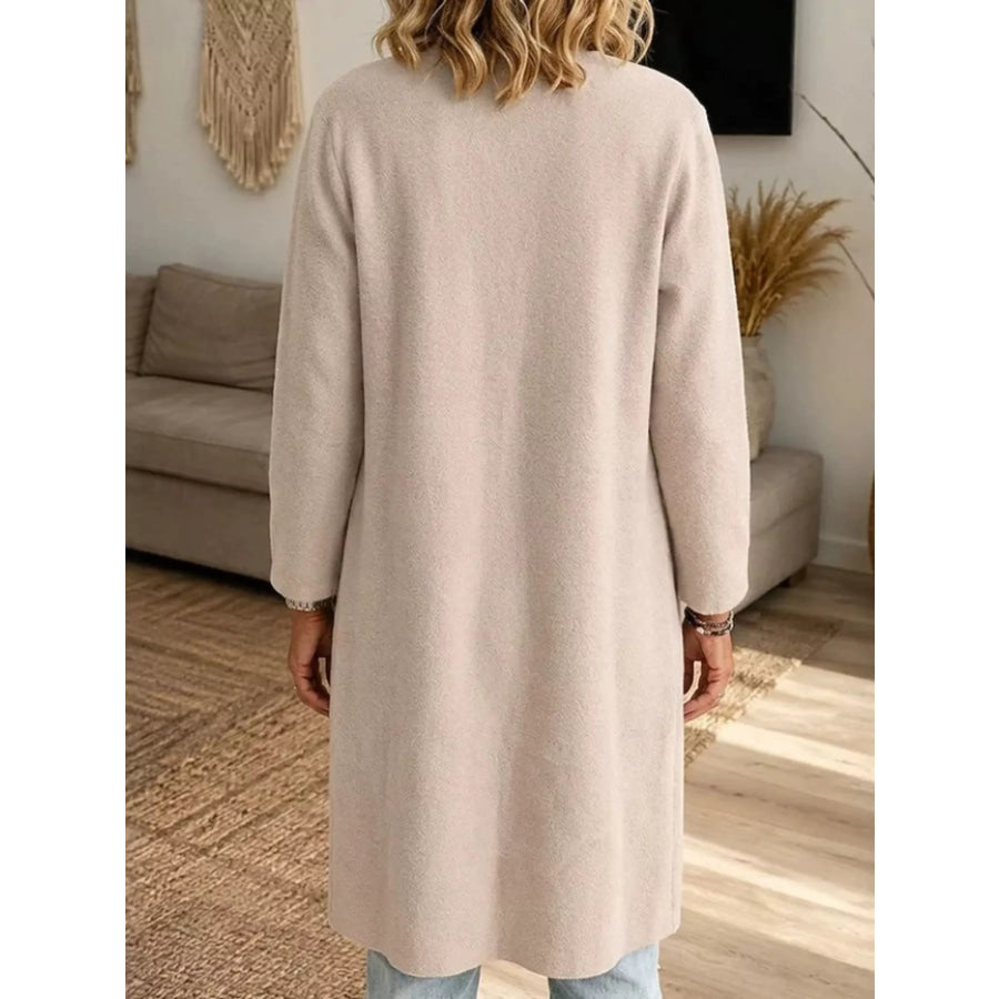 Full Size Open-Front Longline Knit Outerwear Plus Apparel and Accessories