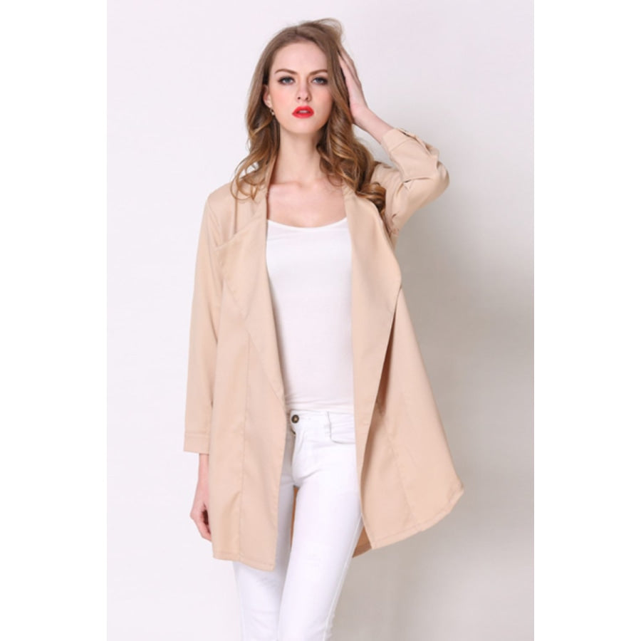 Full Size Open Front Longline Trench Coat