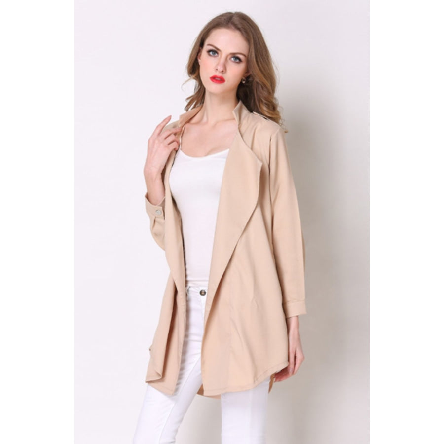 Full Size Open Front Longline Trench Coat