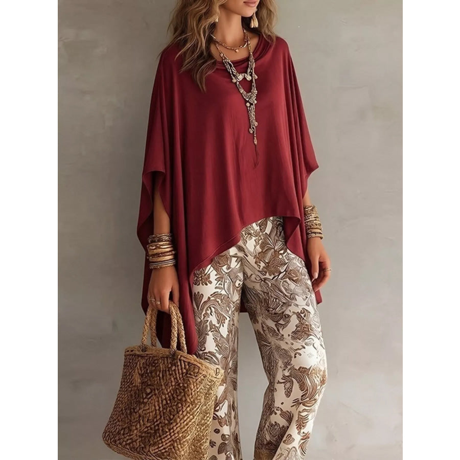 Full Size Oversized Batwing Sleeve Flowy Top Plus Size Apparel and Accessories