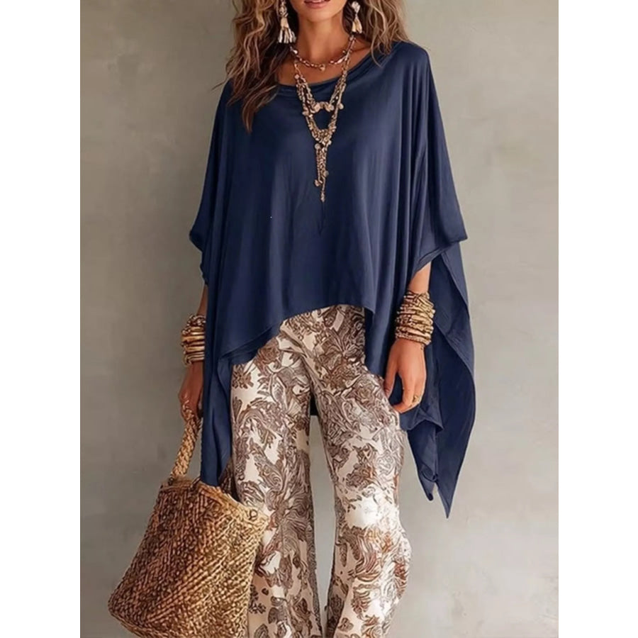 Full Size Oversized Batwing Sleeve Flowy Top Plus Size Apparel and Accessories