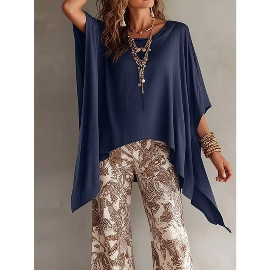 Full Size Oversized Batwing Sleeve Flowy Top Plus Size Apparel and Accessories