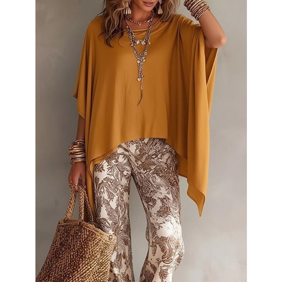 Full Size Oversized Batwing Sleeve Flowy Top Plus Size Apparel and Accessories