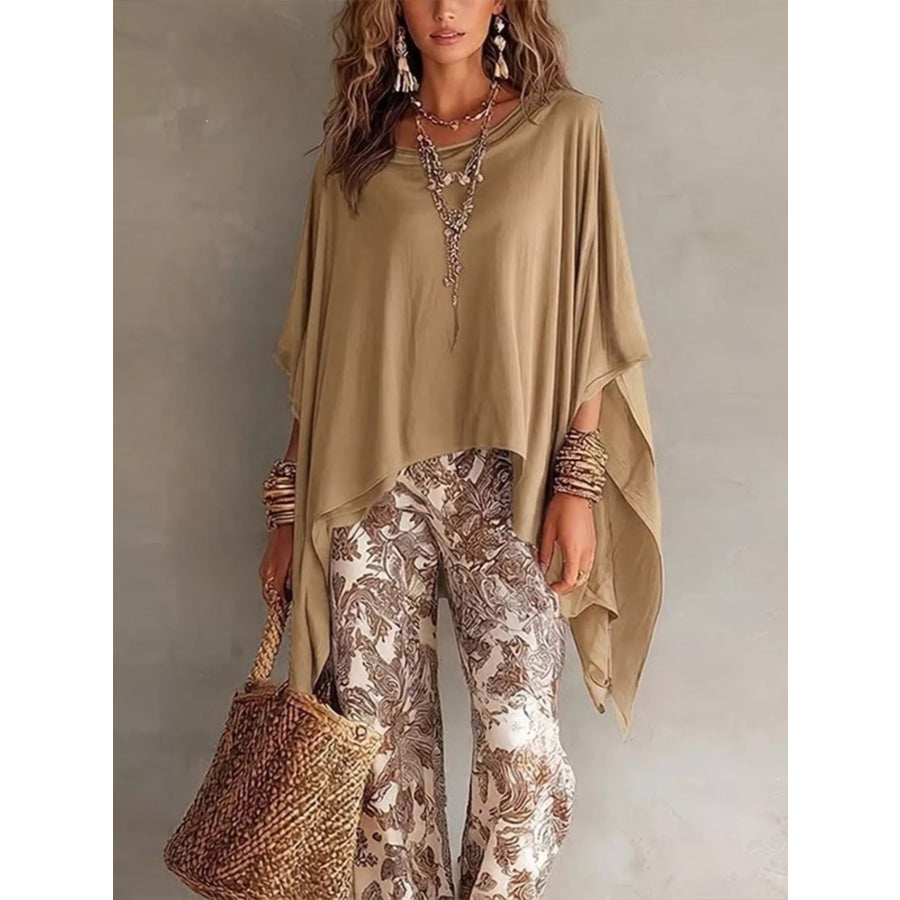 Full Size Oversized Batwing Sleeve Flowy Top Plus Size Apparel and Accessories