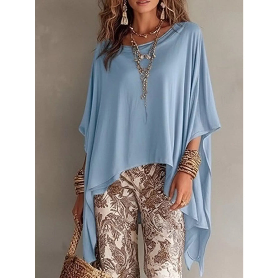 Full Size Oversized Batwing Sleeve Flowy Top Plus Size Apparel and Accessories