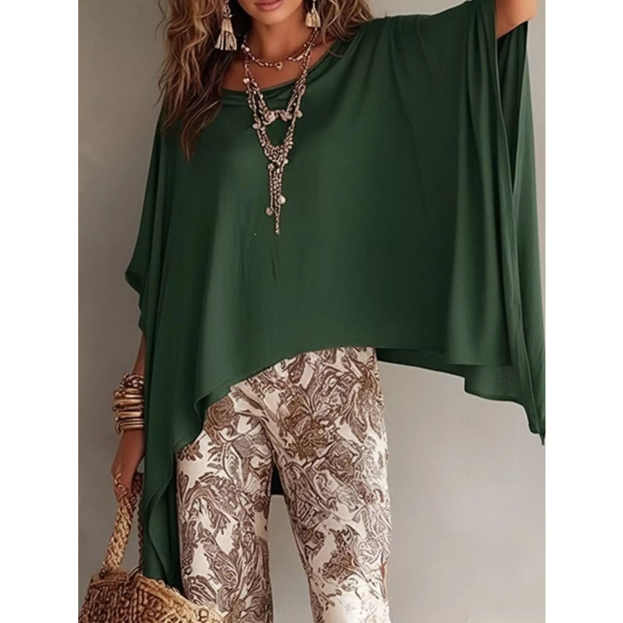 Full Size Oversized Batwing Sleeve Flowy Top Plus Size Apparel and Accessories