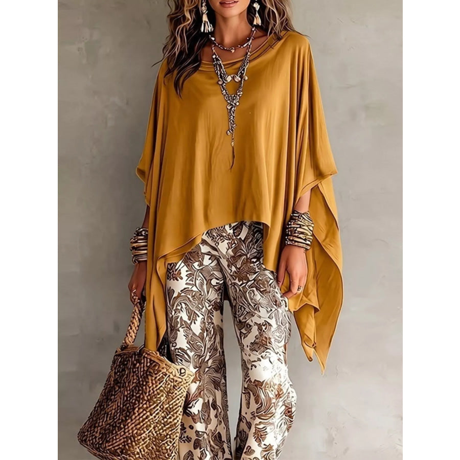 Full Size Oversized Batwing Sleeve Flowy Top Plus Size Yellow / S Apparel and Accessories