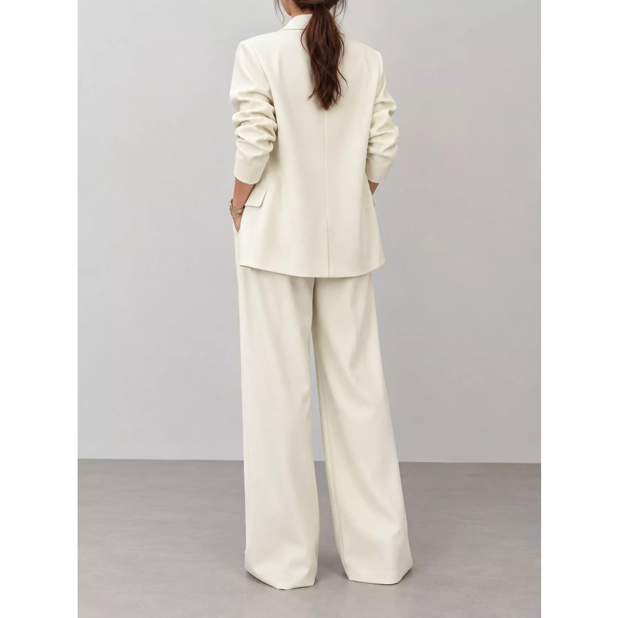 Full Size Oversized Blazer and Wide-Leg Pants Set with Contrast Trim Plus Apparel Accessories
