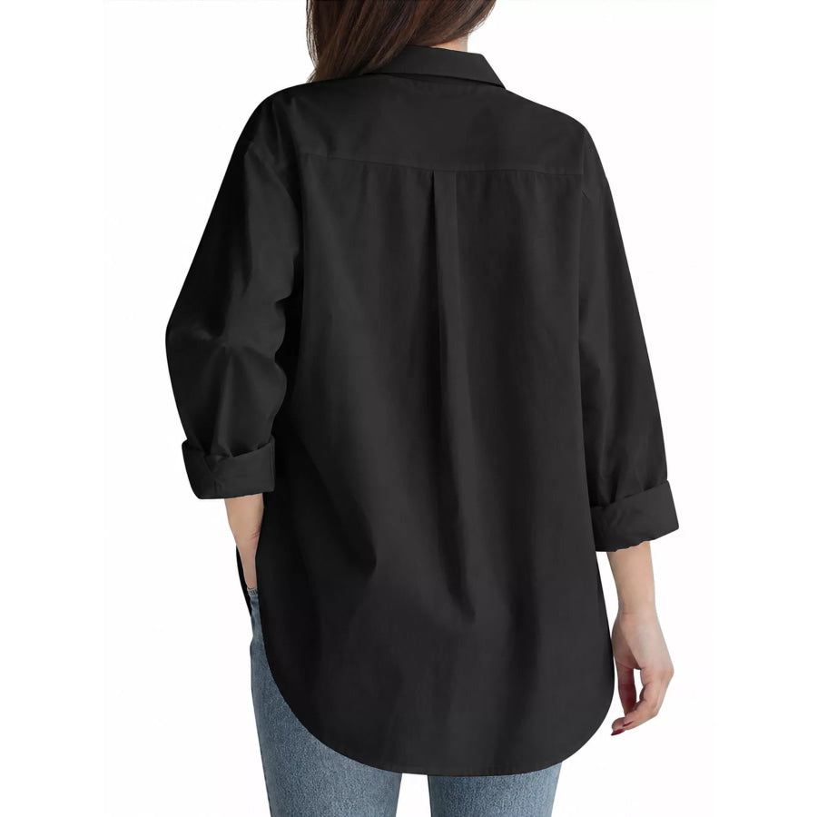 Full Size Oversized Button-Down Long Sleeve Shirt Plus Apparel and Accessories