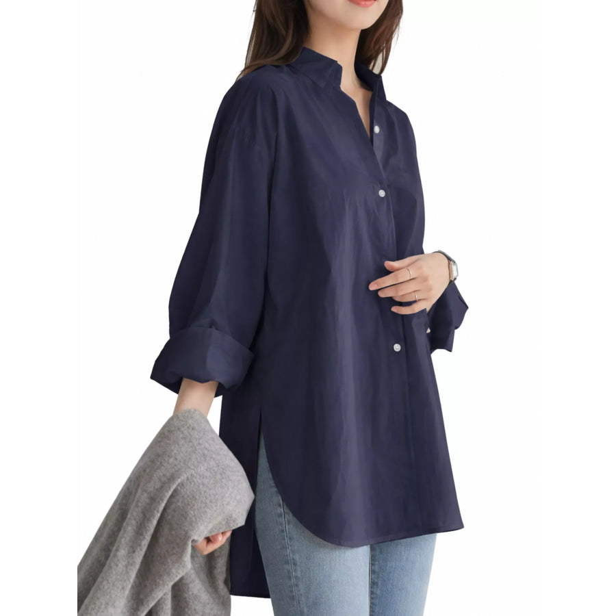 Full Size Oversized Button-Down Long Sleeve Shirt Plus Apparel and Accessories