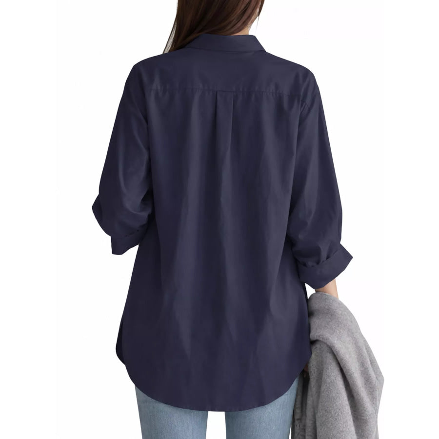 Full Size Oversized Button-Down Long Sleeve Shirt Plus Apparel and Accessories