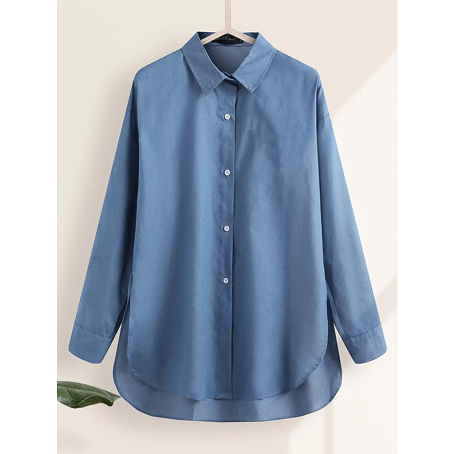 Full Size Oversized Button-Down Long Sleeve Shirt Plus Apparel and Accessories