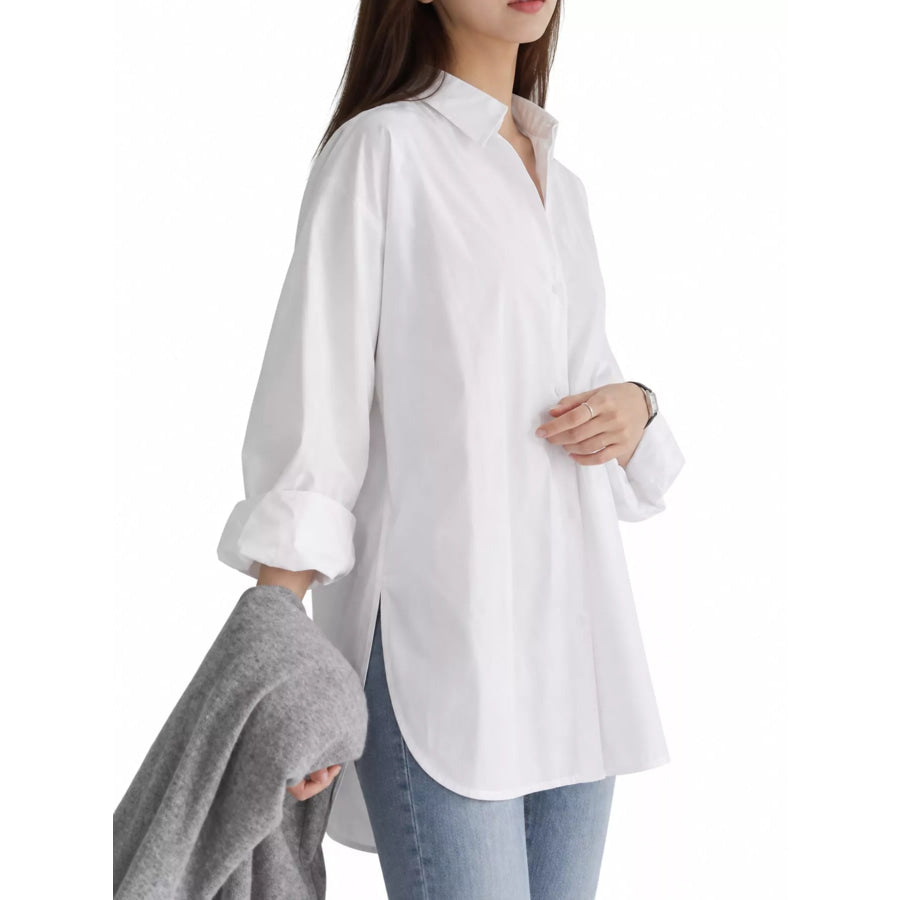 Full Size Oversized Button-Down Long Sleeve Shirt Plus Apparel and Accessories