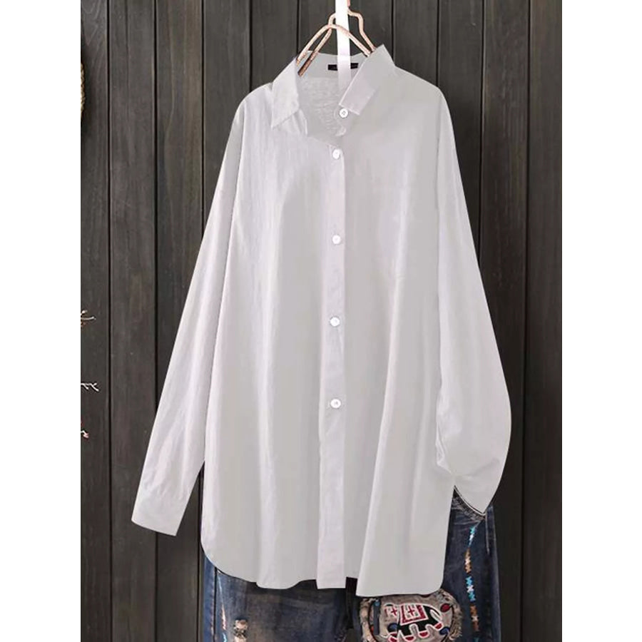 Full Size Oversized Button-Down Long Sleeve Shirt Plus Apparel and Accessories