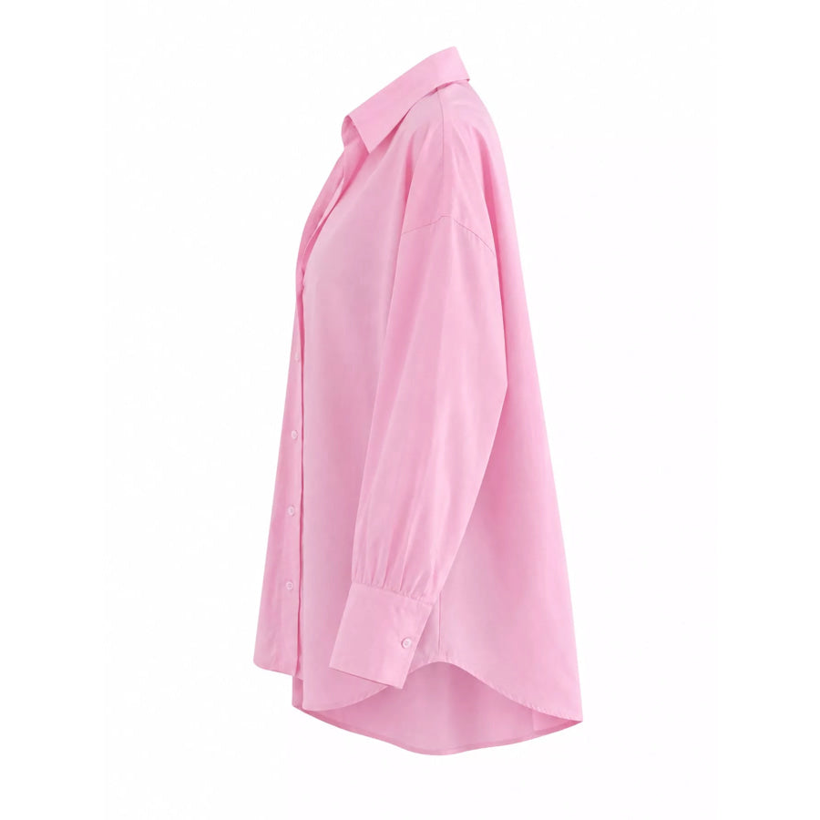 Full Size Oversized Button-Down Long Sleeve Shirt Plus Apparel and Accessories