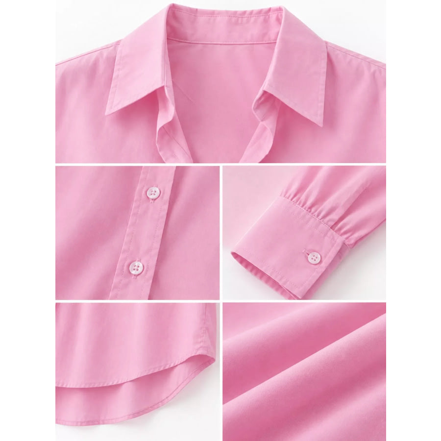 Full Size Oversized Button-Down Long Sleeve Shirt Plus Apparel and Accessories