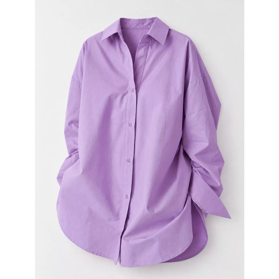 Full Size Oversized Button-Down Long Sleeve Shirt Plus Apparel and Accessories
