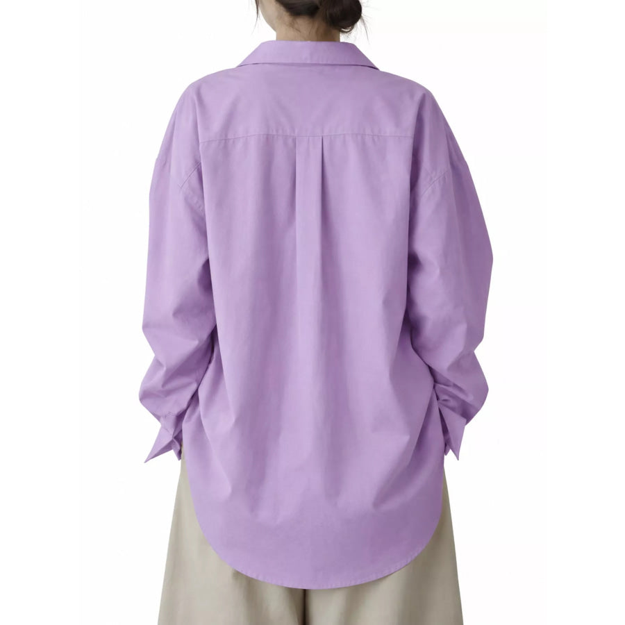 Full Size Oversized Button-Down Long Sleeve Shirt Plus Apparel and Accessories