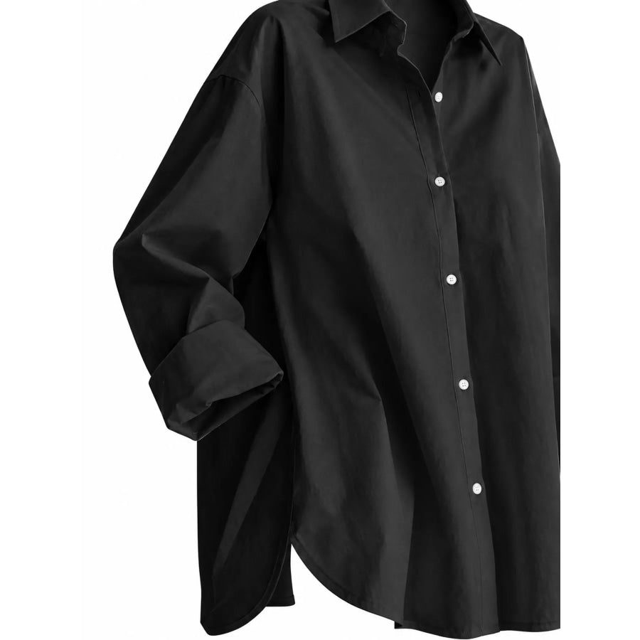 Full Size Oversized Button-Down Long Sleeve Shirt Plus Apparel and Accessories
