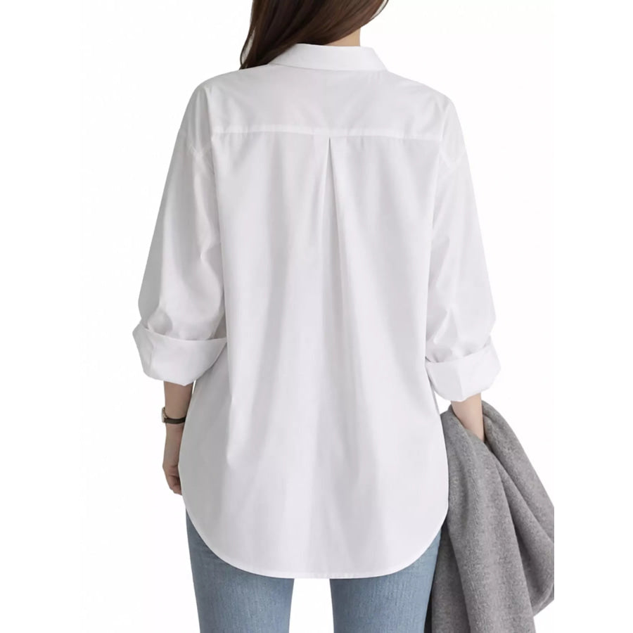Full Size Oversized Button-Down Long Sleeve Shirt Plus Apparel and Accessories