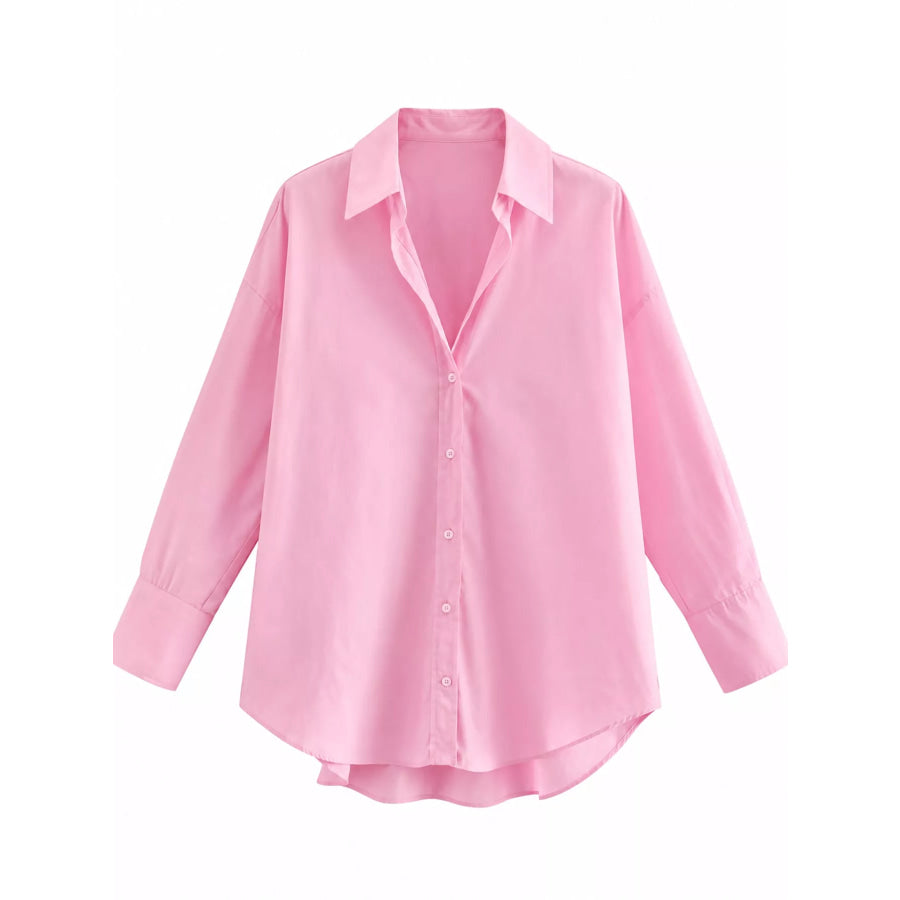 Full Size Oversized Button-Down Long Sleeve Shirt Plus Apparel and Accessories