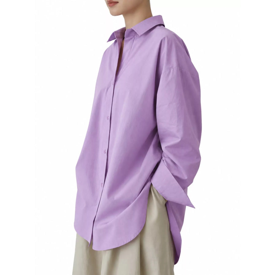 Full Size Oversized Button-Down Long Sleeve Shirt Plus Apparel and Accessories