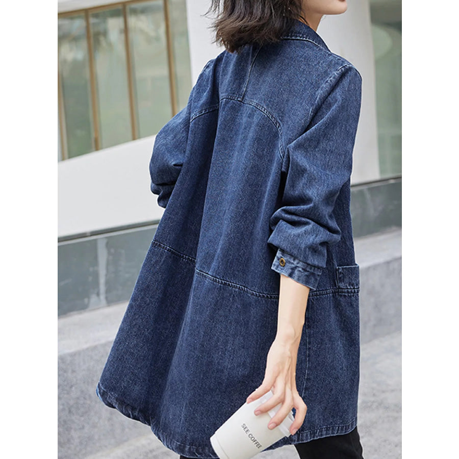Full Size Oversized Button Up Denim Shacket Plus As Pictured-8537 / S Apparel and Accessories
