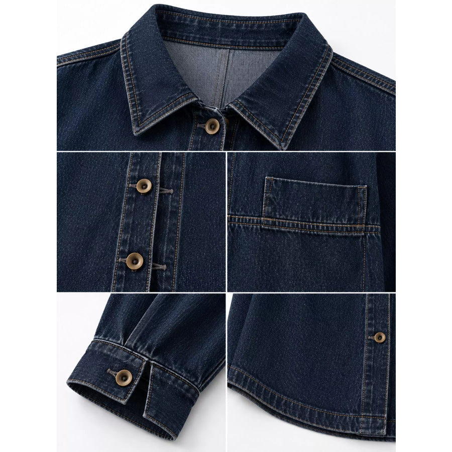 Full Size Oversized Button Up Denim Shacket Plus Apparel and Accessories