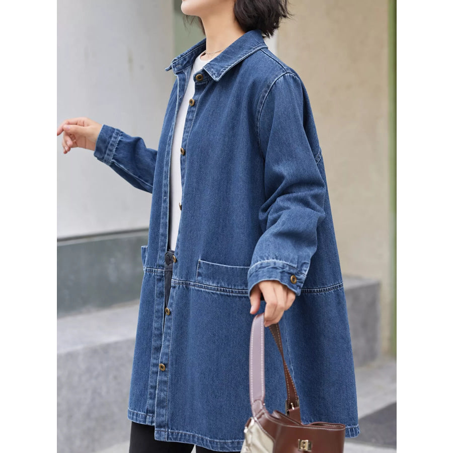 Full Size Oversized Button Up Denim Shacket Plus As Pictured-6083 / S Apparel and Accessories