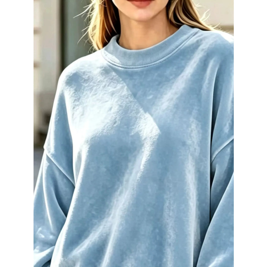 Full Size Oversized Dropped Shoulder Sweatshirt Plus Apparel and Accessories