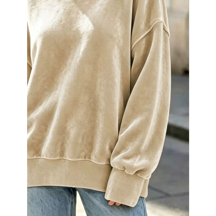 Full Size Oversized Dropped Shoulder Sweatshirt Plus Apparel and Accessories