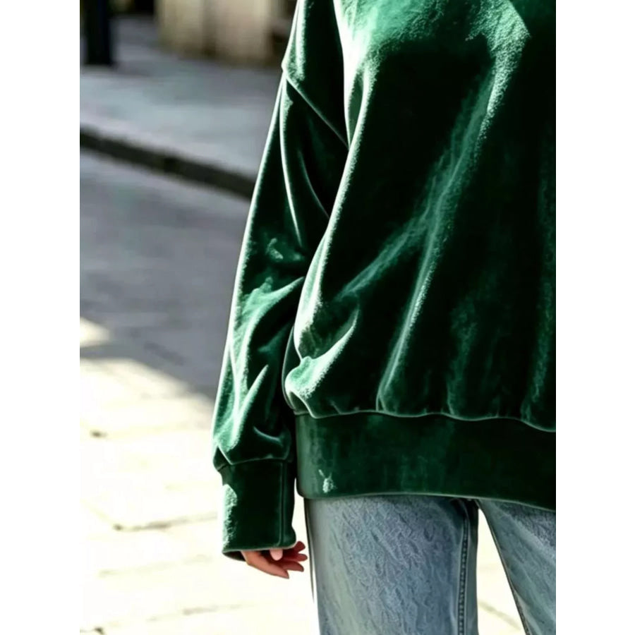 Full Size Oversized Dropped Shoulder Sweatshirt Plus Apparel and Accessories