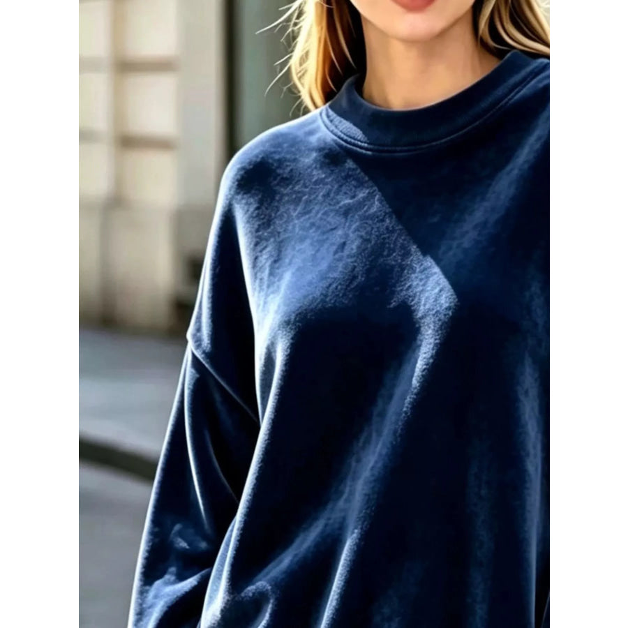 Full Size Oversized Dropped Shoulder Sweatshirt Plus Apparel and Accessories