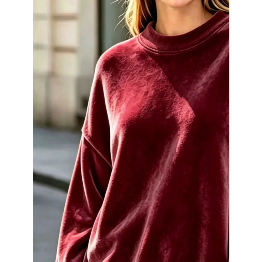 Full Size Oversized Dropped Shoulder Sweatshirt Plus Apparel and Accessories